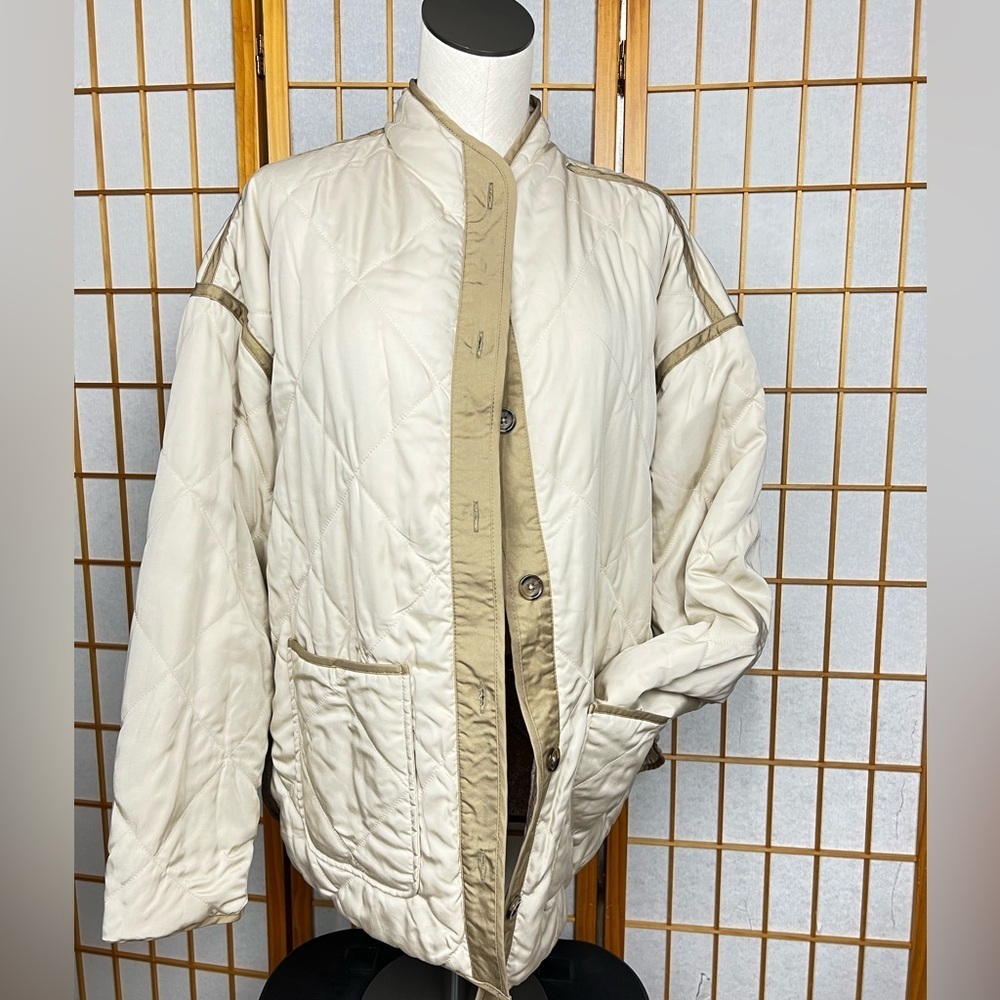 NEW Blank NYC Quilted Reversible Floral Jacket Women's Cream Pink Size XL - Picture 5 of 13